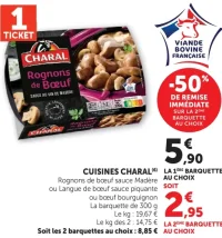 Cuisines Charal (Rognons de boeuf sauce Madère ou Langue de boeuf sauce piquante ou boeuf bourguignon)