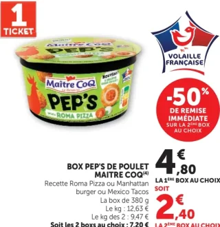 Box Pep's de Poulet Maitre Coq (Recette Roma Pizza ou Manhattan burger ou Mexico Tacos)