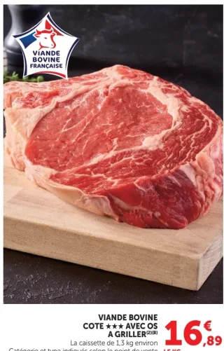 Viande bovine cote *** avec os à griller