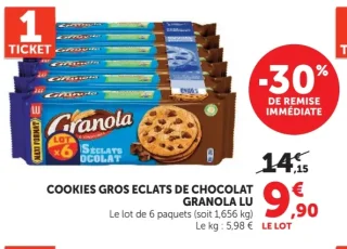 Cookies Gros Eclats de Chocolat Granola LU