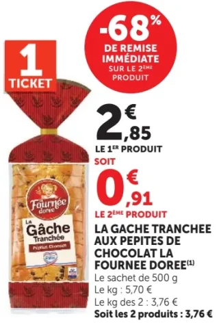 La Gâche Tranchée aux Pépites de Chocolat La Fournée Dorée