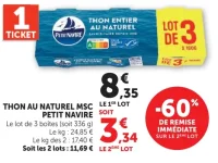 Thon au naturel MSC Petit Navire Lot de 3
