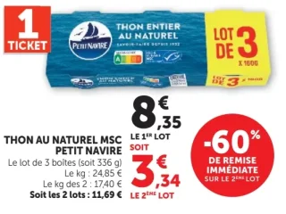 Thon au naturel MSC Petit Navire Lot de 3