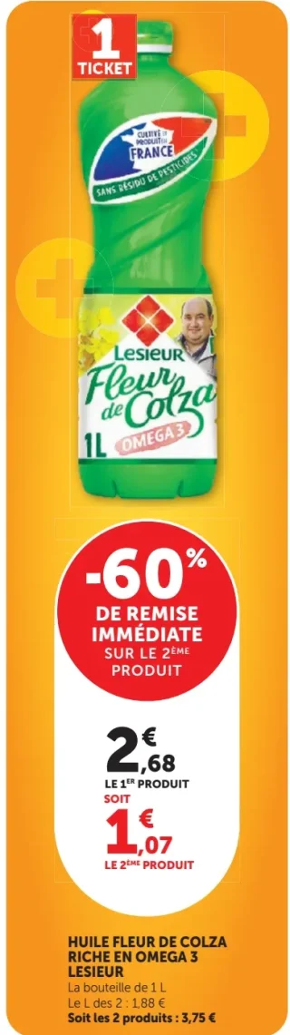 Huile Fleur de Colza Riche en Omega 3 Lesieur