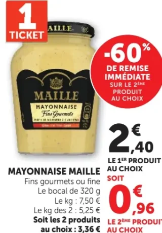Mayonnaise Maille Fins gourmets ou fine