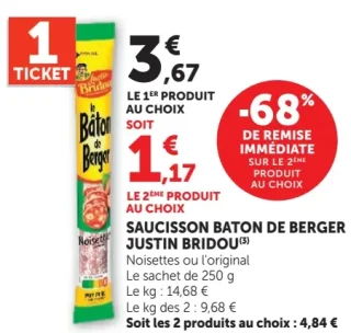 Saucisson Baton de Berger Justin Bridou