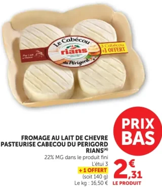 Fromage au Lait de Chèvre Pasteurisé Cabecou du Périgord Rians