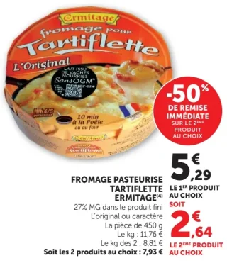 Fromage Pasteurisé Tartiflette Ermitage