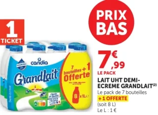 LAIT UHT DEMI-ECREME GRANDLAIT Candia
