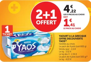 YAOURT A LA GRECQUE OFFRE DECOUVERTE YAOS Nestlé