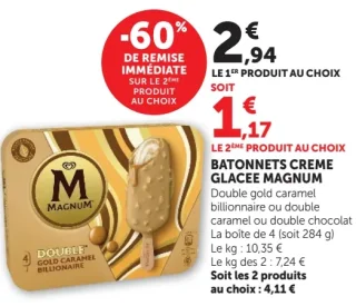 Bâtonnets crème glacée Magnum