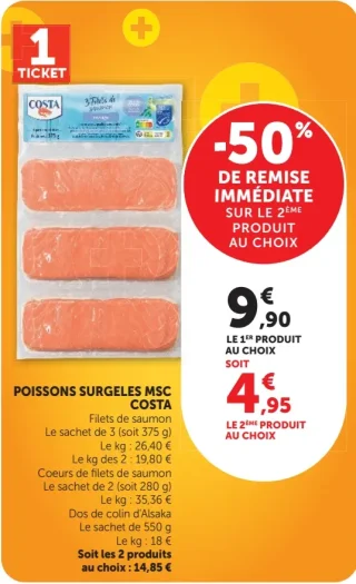 Poissons surgelés MSC Costa