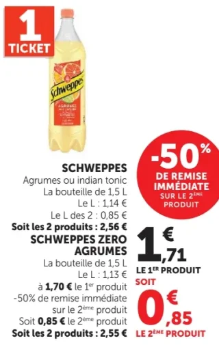 Schweppes Agrumes ou indian tonic / Schweppes zero agrumes