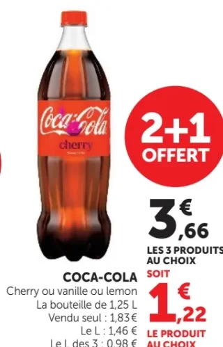Coca-Cola Cherry ou vanille ou lemon