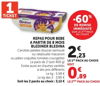 Repas pour bebe Blediner Bledina