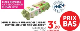 Oeufs plein air ruban rose calibre moyen L'Oeuf de nos Villages