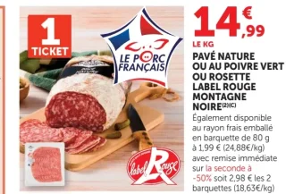 Montagne Noire Pavé Nature ou au Poivre Vert ou Rosette Label Rouge
