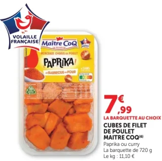 Cubes de filet de poulet Maître Coq Paprika ou curry