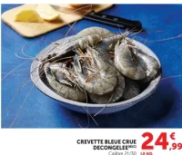 Crevette bleue crue décongelée