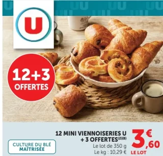 12 mini viennoiseries U + 3 offertes