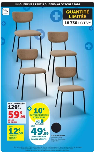 Lot de 4 chaises en velours côtelé