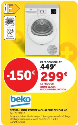 Sèche-Linge Pompe à Chaleur Beko SLFT1812 8 KG