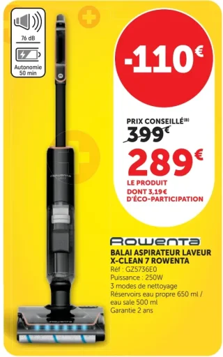 Rowenta BALAI ASPIRATEUR LAVEUR X-CLEAN 7