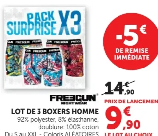 Lot de 3 boxers homme Freegun