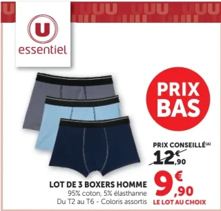 Lot de 3 boxers homme U essentiel