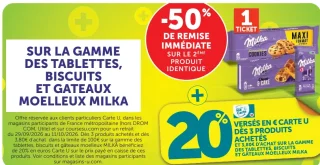 Sur la gamme des tablettes, biscuits et gâteaux moelleux Milka
