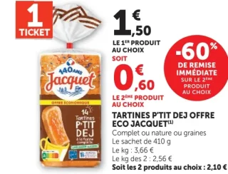 TARTINES P'TIT DEJ OFFRE ECO JACQUET