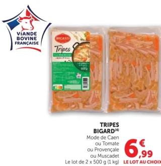 Tripes Mode de Caen ou Tomate ou Provençale ou Muscadet Bigard