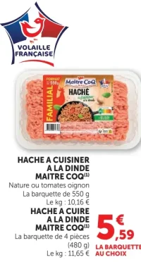 Hache a cuisiner a la dinde Maitre Coq
