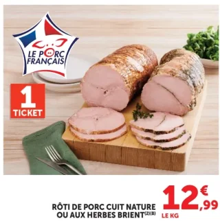 Rôti de porc cuit nature ou aux herbes Brient