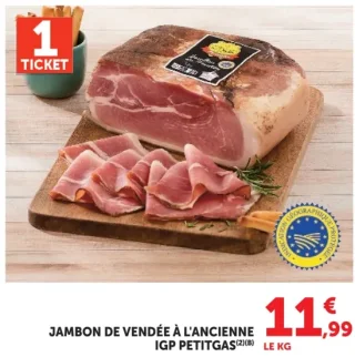 Jambon de Vendée à l'ancienne IGP Petitgas