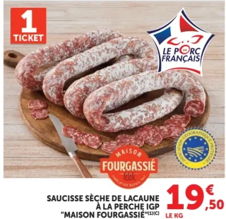 Saucisse sèche de Lacaune à la perche IGP Maison Fourgassié