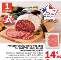 Pavé nature ou au poivre vert ou rosette Label Rouge Montagne Noire