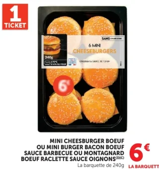 Mini Cheeseburger Boeuf ou Mini Burger Bacon Boeuf