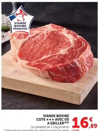 Viande bovine Cote avec os à griller