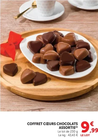 Coffret cœurs chocolats assortis