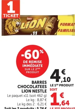Barres Chocolatées Lion Nestle
