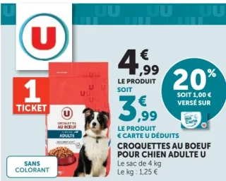 Croquettes au boeuf pour chien adulte U