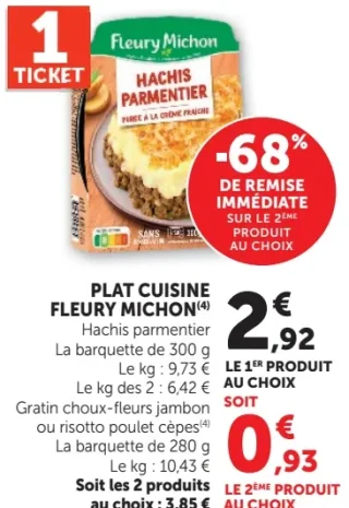 PLAT CUISINE FLEURY MICHON Hachis parmentier ou Gratin choux-fleurs jambon ou risotto poulet cèpes