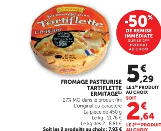 Fromage pasteurisé Tartiflette Ermitage