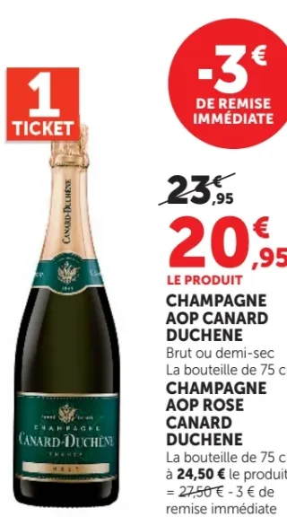 Champagne AOP Canard Duchene Brut ou demi-sec