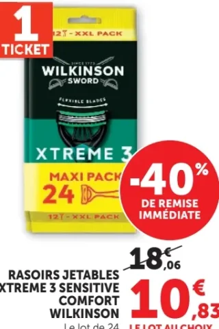 RASOIRS JETABLES XTREME 3 SENSITIVE COMFORT WILKINSON