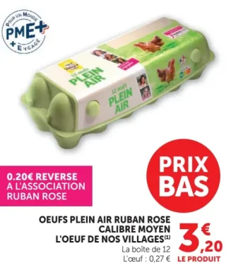 Oeufs plein air Ruban Rose calibre moyen L'Oeuf de nos Villages