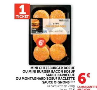 MINI CHEESEBURGER BOEUF OU MINI BURGER BACON BOEUF SAUCE BARBECUE OU MONTAGNARD BOEUF RACLETTE SAUCE OIGNONS