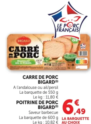 Carré de porc ou Poitrine de porc Bigard