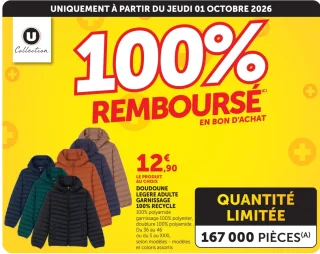 Doudoune légère adulte garnissage 100% recyclé U Collection